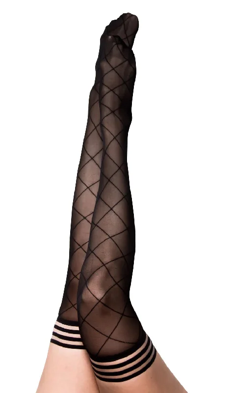 Women's Opaque TightsAnna - Diamond Thigh High - Size C - Black