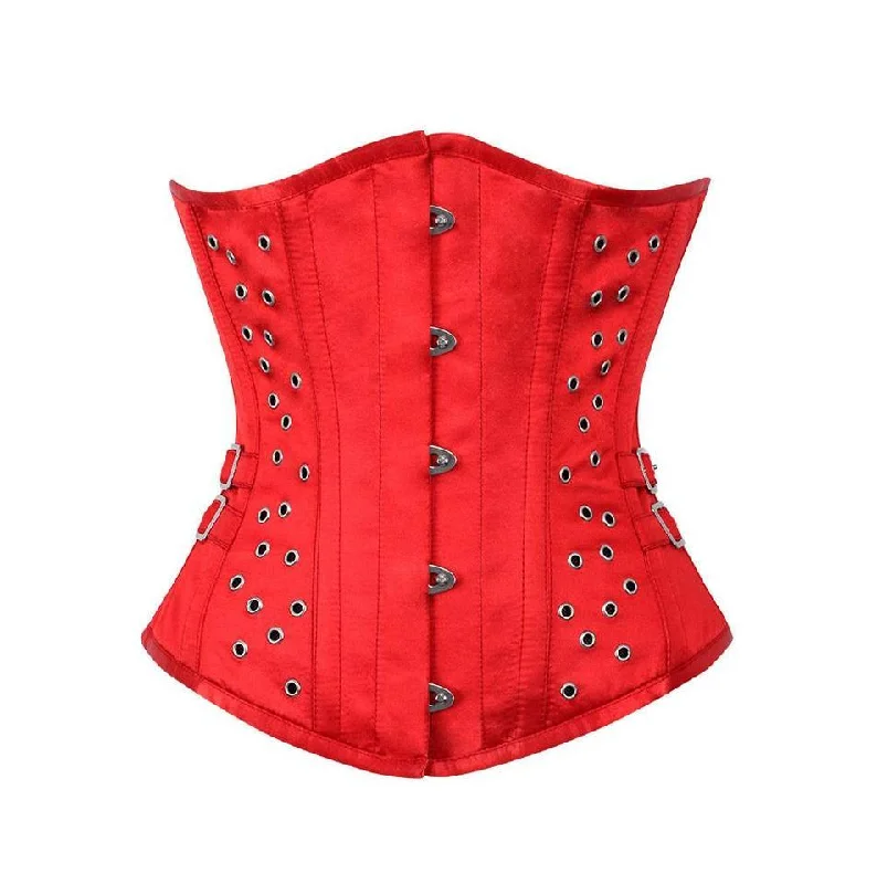 Hypoallergenic bustiers for sensitive skinBritteny Red Satin Underbust Corset