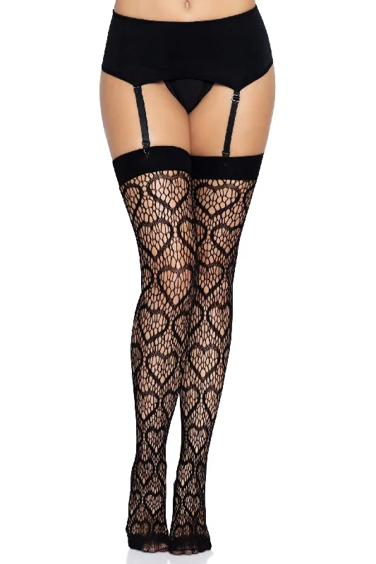 Tights with Cut-Outs for WomenHeart Net Thigh High Stockings