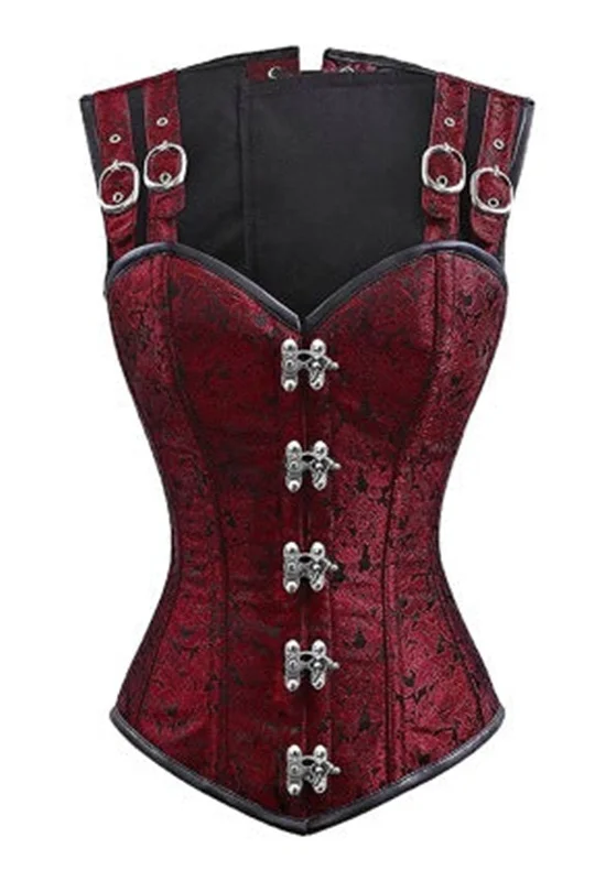 Satin corsets with a shiny and elegant finishDeep Red Pirate Steampunk Corset Vest