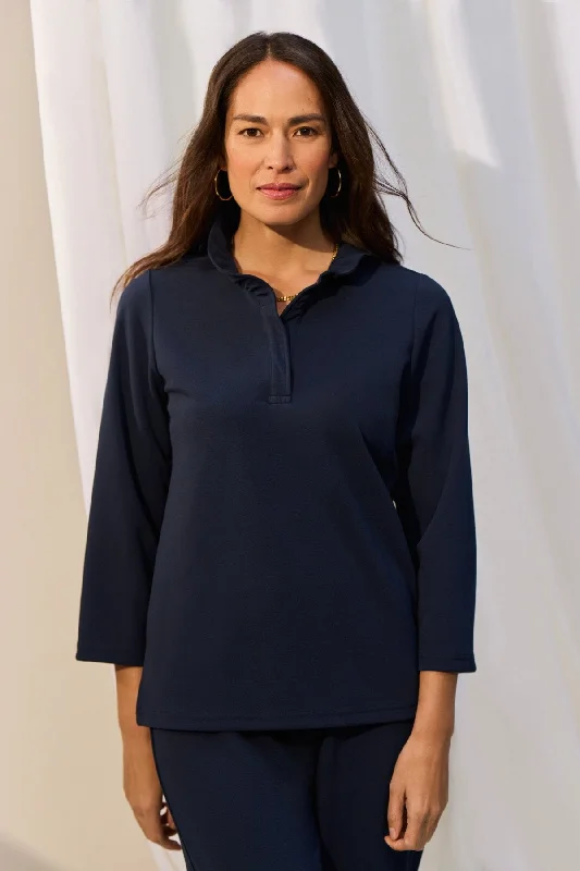 Women's machine - washable long sleeve jersey shirt Tammy Knit Crepe 3/4 Sleeve Popover Shirt