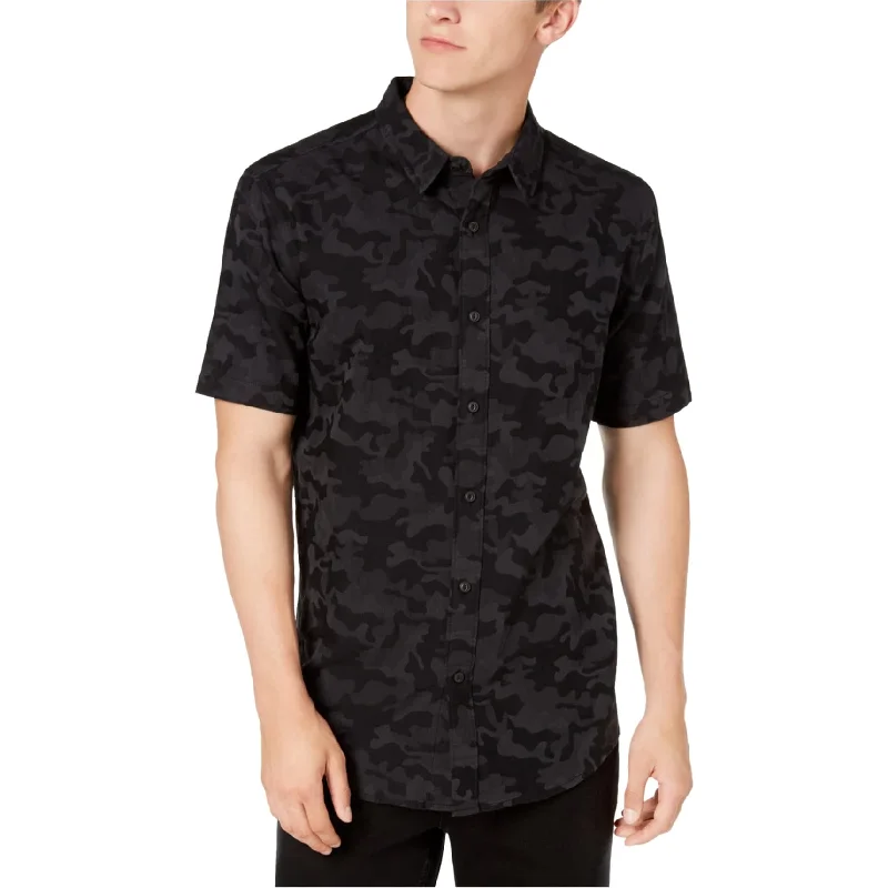 Men's Slim - Fit Printed Floral Casual Shirts in Pastel Colors for a Spring - Inspired VibeAmerican Rag Mens Camo Button Up Shirt, Black, X-Large