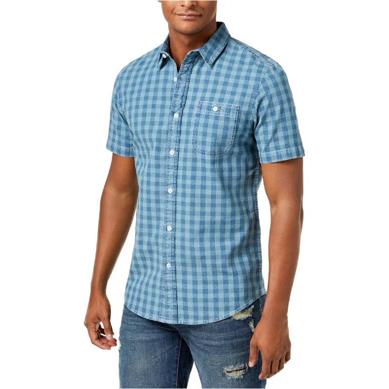 Men's Wrinkle - Resistant Polyester Blend Casual Shirts for Easy Travel and MaintenanceAmerican Rag Mens Checkered Button Up Shirt, Blue, Small Men's Wrinkle - Resistant Polyester Blend Casual Shirts for Easy Travel and MaintenanceAmerican Rag Mens Checkered Button Up Shirt, Blue, Small