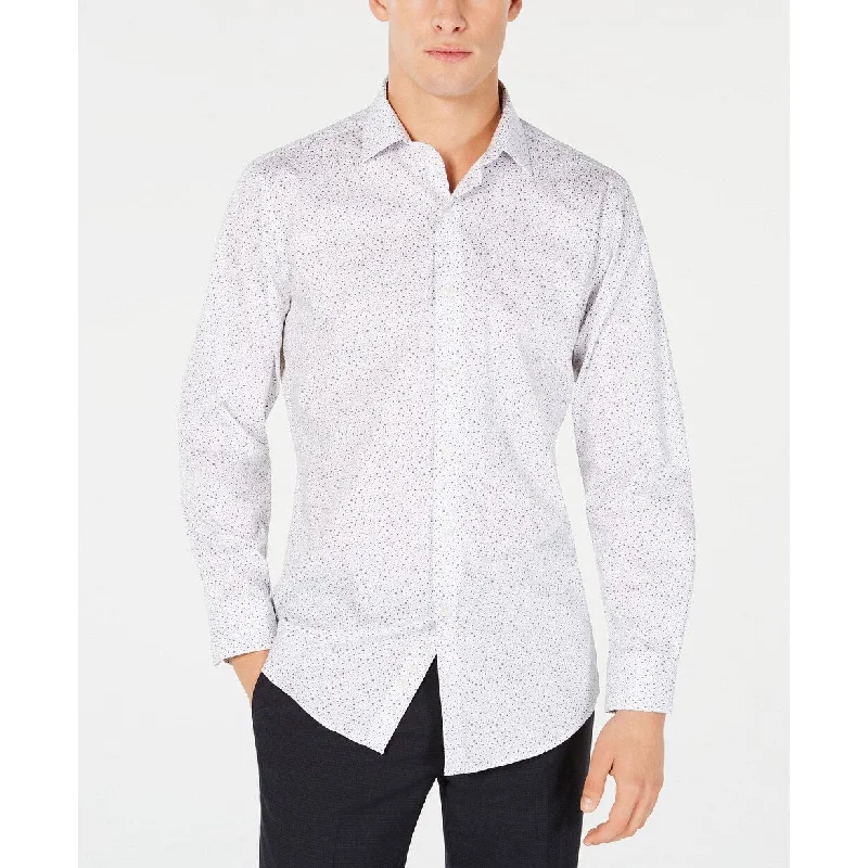 Men's Two - Tone Contrast Panel Casual Shirts in White and Navy for a Stylish and Eye - Catching DesignBar III Men's Slim-Fit Scattered Dot-Print Dress Shirt Natural 34-35 Men's Two - Tone Contrast Panel Casual Shirts in White and Navy for a Stylish and Eye - Catching DesignBar III Men's Slim-Fit Scattered Dot-Print Dress Shirt Natural 34-35