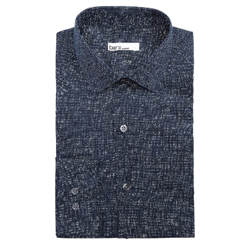 Plus Size Men's Striped Chambray Casual Shirts with a Spread Collar for a Preppy AppearanceBar III Men's Slim-Fit Stretch Light Print Dress Shirt Navy 34X35 - 15-34-35 Plus Size Men's Striped Chambray Casual Shirts with a Spread Collar for a Preppy AppearanceBar III Men's Slim-Fit Stretch Light Print Dress Shirt Navy 34X35 - 15-34-35