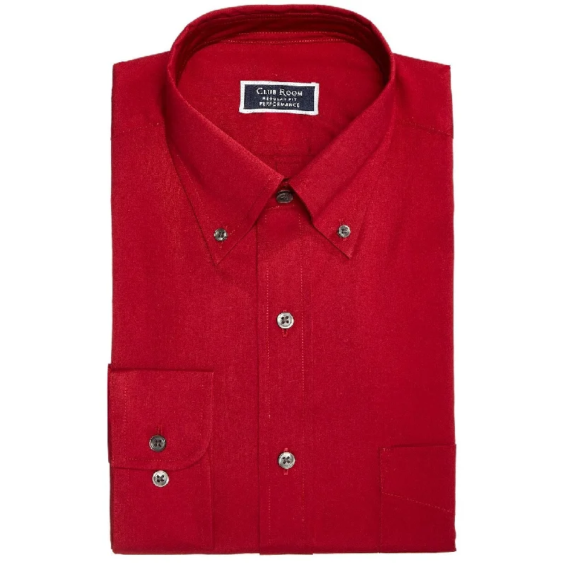 Men's Wrinkle - Resistant Polyester Blend Casual Shirts for Easy Travel and MaintenanceClub Room Men's Classic Fit Stretch Solid Dress Shirt Red 34x35 - 34-35 Men's Wrinkle - Resistant Polyester Blend Casual Shirts for Easy Travel and MaintenanceClub Room Men's Classic Fit Stretch Solid Dress Shirt Red 34x35 - 34-35