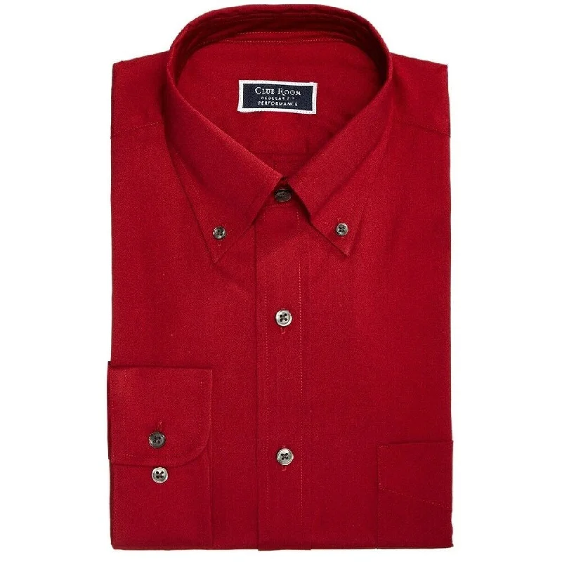 Men's Graphic - Printed Casual Shirts with Pop - Culture References for a Fun and Stylish LookClub Room Men's Classic/Regular Fit Stretch Wrinkle-Resistant Solid Pinpoint Dress Shirt Red Size17 34-35 Men's Graphic - Printed Casual Shirts with Pop - Culture References for a Fun and Stylish LookClub Room Men's Classic/Regular Fit Stretch Wrinkle-Resistant Solid Pinpoint Dress Shirt Red Size17 34-35