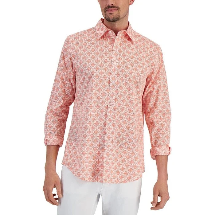 Men's Two - Tone Contrast Panel Casual Shirts in White and Navy for a Stylish and Eye - Catching DesignClub Room Men's Regular Fit Medallion Print Poplin Shirt Orange Men's Two - Tone Contrast Panel Casual Shirts in White and Navy for a Stylish and Eye - Catching DesignClub Room Men's Regular Fit Medallion Print Poplin Shirt Orange