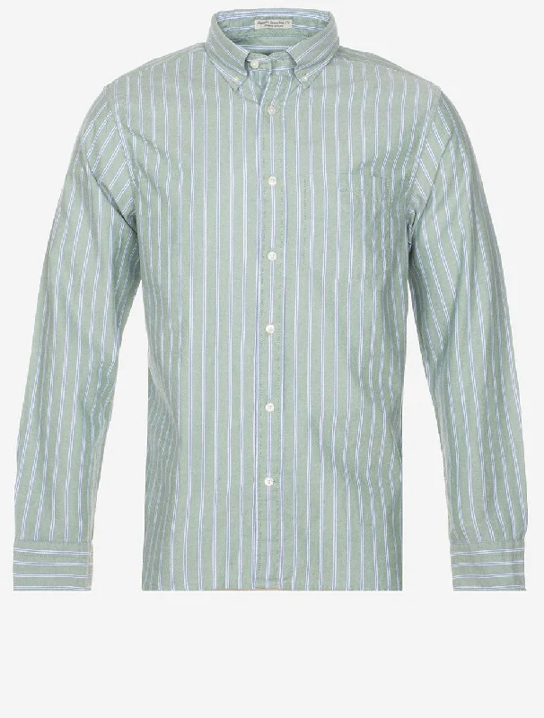 Men's Shearling - Lined Collar Casual Shirts in Brown for a Rustic and Warm AppealRegular Archive Oxford Stripe Shirt Dried Forest Men's Shearling - Lined Collar Casual Shirts in Brown for a Rustic and Warm AppealRegular Archive Oxford Stripe Shirt Dried Forest