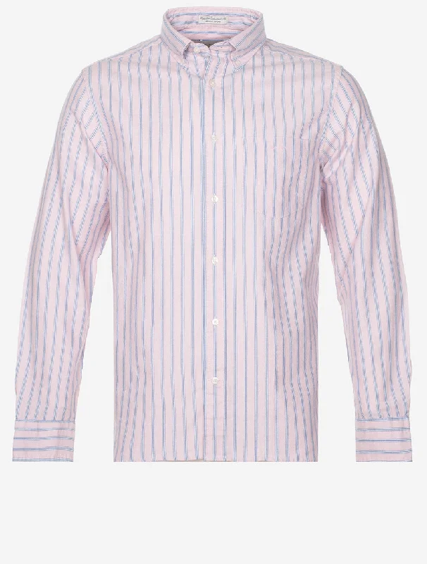 Men's Two - Tone Contrast Panel Casual Shirts in White and Navy for a Stylish and Eye - Catching DesignRegular Archive Oxford Stripe Shirt Dusty Pink Men's Two - Tone Contrast Panel Casual Shirts in White and Navy for a Stylish and Eye - Catching DesignRegular Archive Oxford Stripe Shirt Dusty Pink