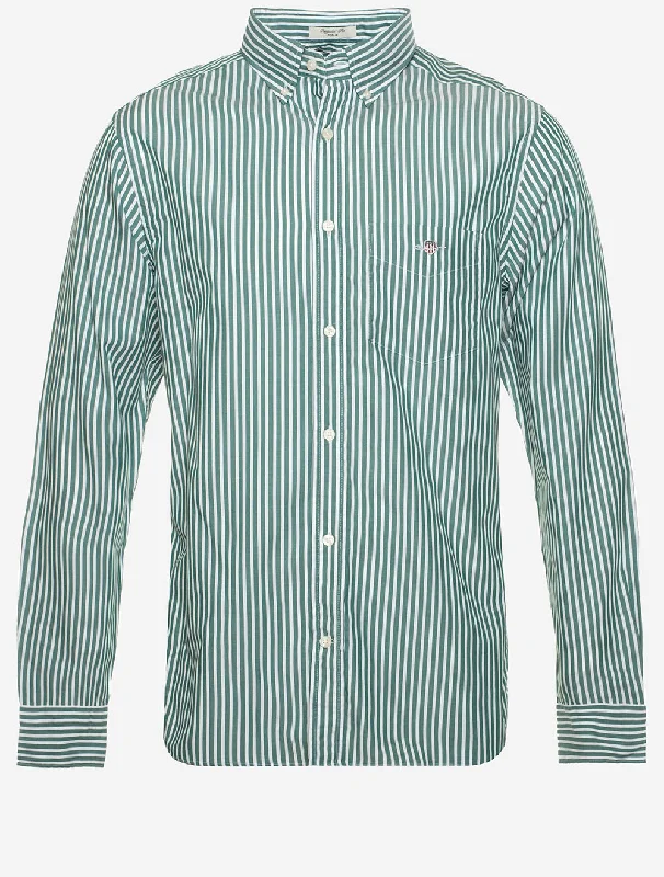 Men's Button - Down Oxford Casual Shirts in Crisp White for a Classic and Versatile StyleRegular Classic Poplin Stripe Shirt Deep Forest Green Men's Button - Down Oxford Casual Shirts in Crisp White for a Classic and Versatile StyleRegular Classic Poplin Stripe Shirt Deep Forest Green