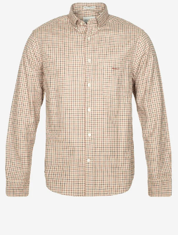 Men's Slim - Fit Printed Floral Casual Shirts in Pastel Colors for a Spring - Inspired VibeRegular Jaspe Tattersall Plaid Shirt Caramel Beige
