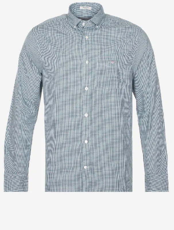 Men's Sustainable Recycled Material Casual Shirts for Eco - Conscious ConsumersRegular Poplin Micro Gingham Shirt Deep Forest Green Men's Sustainable Recycled Material Casual Shirts for Eco - Conscious ConsumersRegular Poplin Micro Gingham Shirt Deep Forest Green