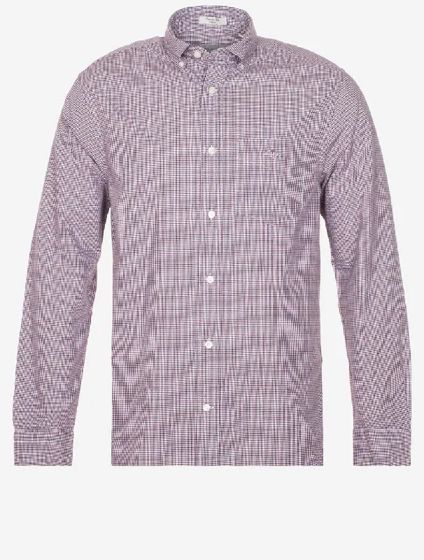 Men's Two - Tone Contrast Panel Casual Shirts in White and Navy for a Stylish and Eye - Catching DesignRegular Poplin Micro Gingham Shirt Plumped Red Men's Two - Tone Contrast Panel Casual Shirts in White and Navy for a Stylish and Eye - Catching DesignRegular Poplin Micro Gingham Shirt Plumped Red