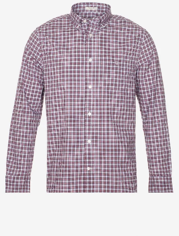 Men's Organic Cotton Casual Shirts with a Soft Handfeel for Everyday ComfortRegular Poplin Small Check Shirt Plumped Red Men's Organic Cotton Casual Shirts with a Soft Handfeel for Everyday ComfortRegular Poplin Small Check Shirt Plumped Red