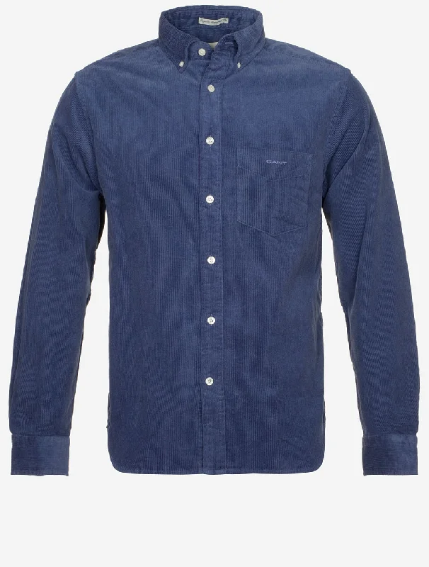 Men's Retro - Style Hawaiian Print Casual Shirts in Bold Patterns for a Tropical VacationRegular Corduroy Shirt Dusty Navy Men's Retro - Style Hawaiian Print Casual Shirts in Bold Patterns for a Tropical VacationRegular Corduroy Shirt Dusty Navy