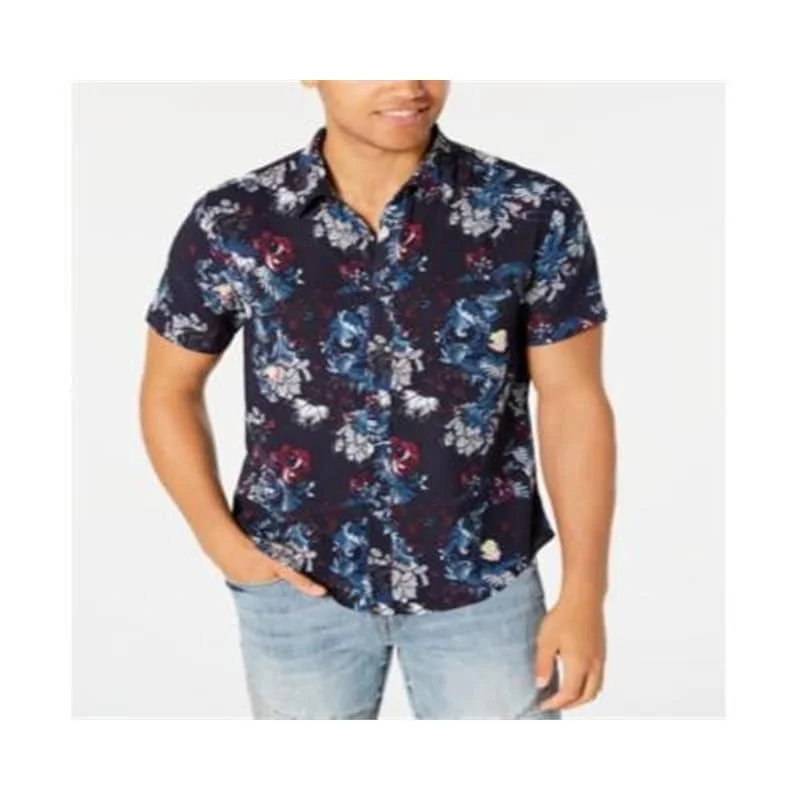 Men's Linen Blend Casual Shirts with Roll - Up Sleeves for a Summer Beach LookGuess Men's Floral Print Collared Guardian Button Down Shirt Black XX-Large Men's Linen Blend Casual Shirts with Roll - Up Sleeves for a Summer Beach LookGuess Men's Floral Print Collared Guardian Button Down Shirt Black XX-Large
