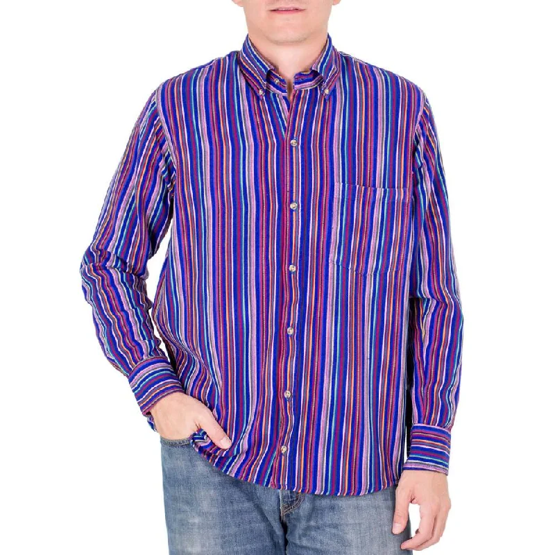 Men's Embroidered Detail Casual Shirts in Beige for a Touch of EleganceHandmade Men's Cotton 'Colorful Guatemala' Shirt (Guatemala) Men's Embroidered Detail Casual Shirts in Beige for a Touch of EleganceHandmade Men's Cotton 'Colorful Guatemala' Shirt (Guatemala)