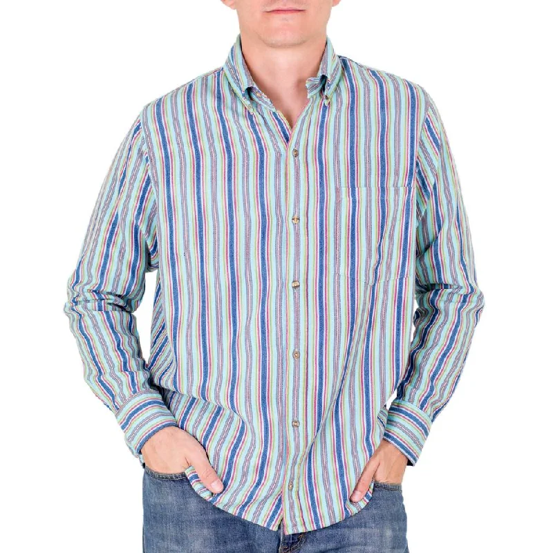 Men's Shearling - Lined Collar Casual Shirts in Brown for a Rustic and Warm AppealHandmade Men's Cotton 'Tikal Sky' Shirt (Guatemala) Men's Shearling - Lined Collar Casual Shirts in Brown for a Rustic and Warm AppealHandmade Men's Cotton 'Tikal Sky' Shirt (Guatemala)