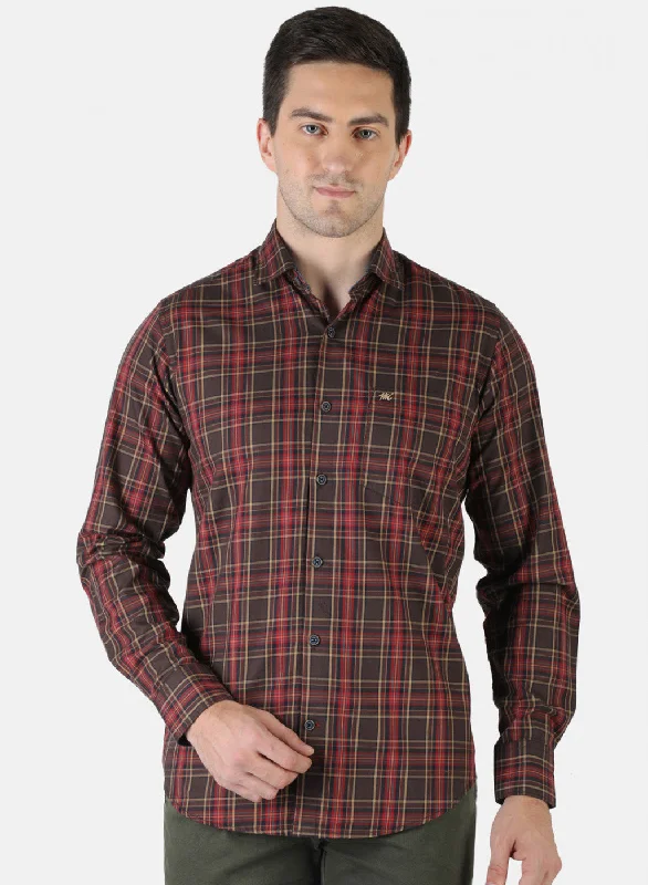 Men's Two - Tone Contrast Panel Casual Shirts in White and Navy for a Stylish and Eye - Catching DesignMen Brown Check Shirt Men's Two - Tone Contrast Panel Casual Shirts in White and Navy for a Stylish and Eye - Catching DesignMen Brown Check Shirt