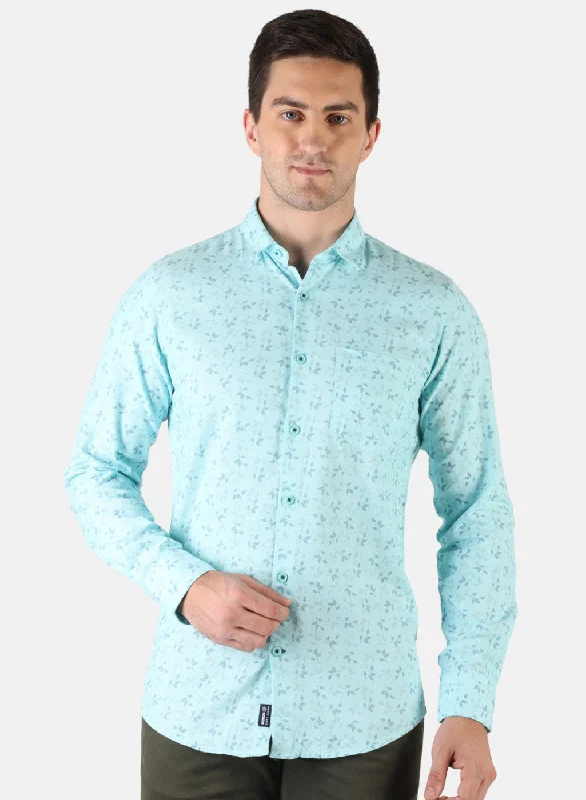 Men's Slim - Fit Printed Floral Casual Shirts in Pastel Colors for a Spring - Inspired VibeMen Green Printed Shirt