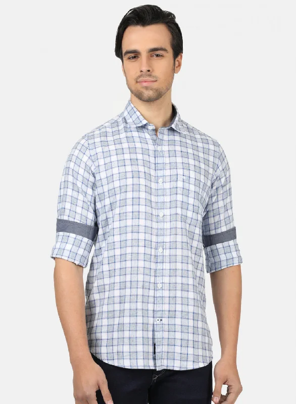 Men's Shearling - Lined Collar Casual Shirts in Brown for a Rustic and Warm AppealMen Grey & Blue Check Shirts Men's Shearling - Lined Collar Casual Shirts in Brown for a Rustic and Warm AppealMen Grey & Blue Check Shirts