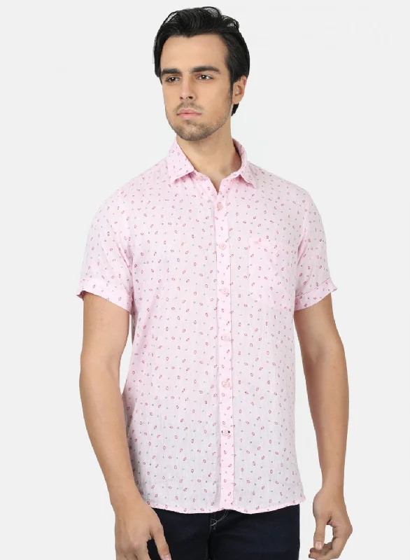Men's Stretch - Fabric Casual Shirts in Navy Blue for a Comfortable and Flexible FitMen Pink Printed Shirts Men's Stretch - Fabric Casual Shirts in Navy Blue for a Comfortable and Flexible FitMen Pink Printed Shirts