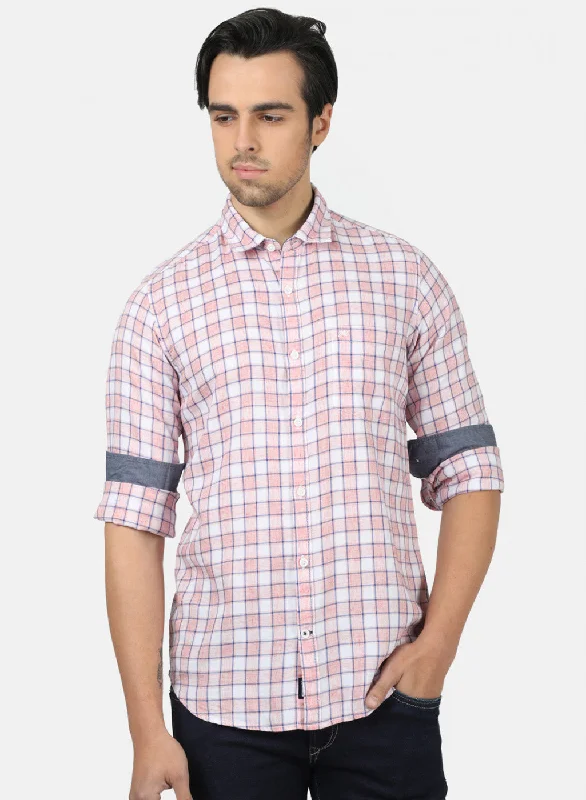 Men's Graphic - Printed Casual Shirts with Pop - Culture References for a Fun and Stylish LookMen Pink & White Check Shirts Men's Graphic - Printed Casual Shirts with Pop - Culture References for a Fun and Stylish LookMen Pink & White Check Shirts