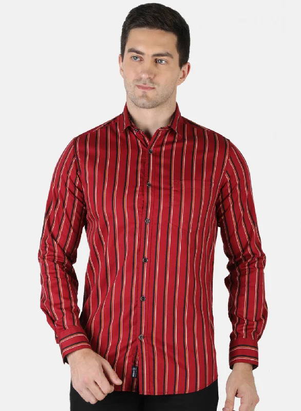 Men's Thermal - Lined Casual Shirts in Black for Added Warmth in Cold WeatherMen Red Stripe Shirt Men's Thermal - Lined Casual Shirts in Black for Added Warmth in Cold WeatherMen Red Stripe Shirt