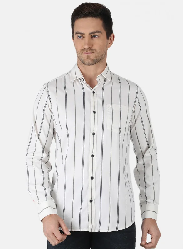 Men's Organic Cotton Casual Shirts with a Soft Handfeel for Everyday ComfortMen White Stripe Shirt