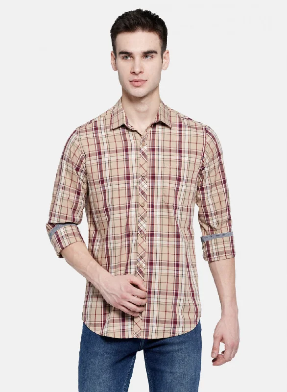 Plus Size Men's Striped Chambray Casual Shirts with a Spread Collar for a Preppy AppearanceMens Beige Check Shirt Plus Size Men's Striped Chambray Casual Shirts with a Spread Collar for a Preppy AppearanceMens Beige Check Shirt