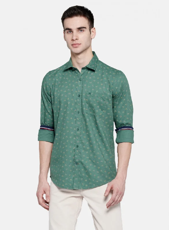 Men's Distressed Denim Casual Shirts with Frayed Edges for a Trendy and Rugged LookMens Green Printed Shirt Men's Distressed Denim Casual Shirts with Frayed Edges for a Trendy and Rugged LookMens Green Printed Shirt