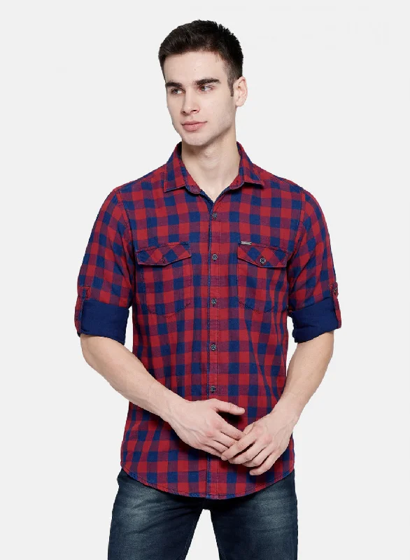 Men's Graphic - Printed Casual Shirts with Pop - Culture References for a Fun and Stylish LookMens Maroon Check Shirt Men's Graphic - Printed Casual Shirts with Pop - Culture References for a Fun and Stylish LookMens Maroon Check Shirt