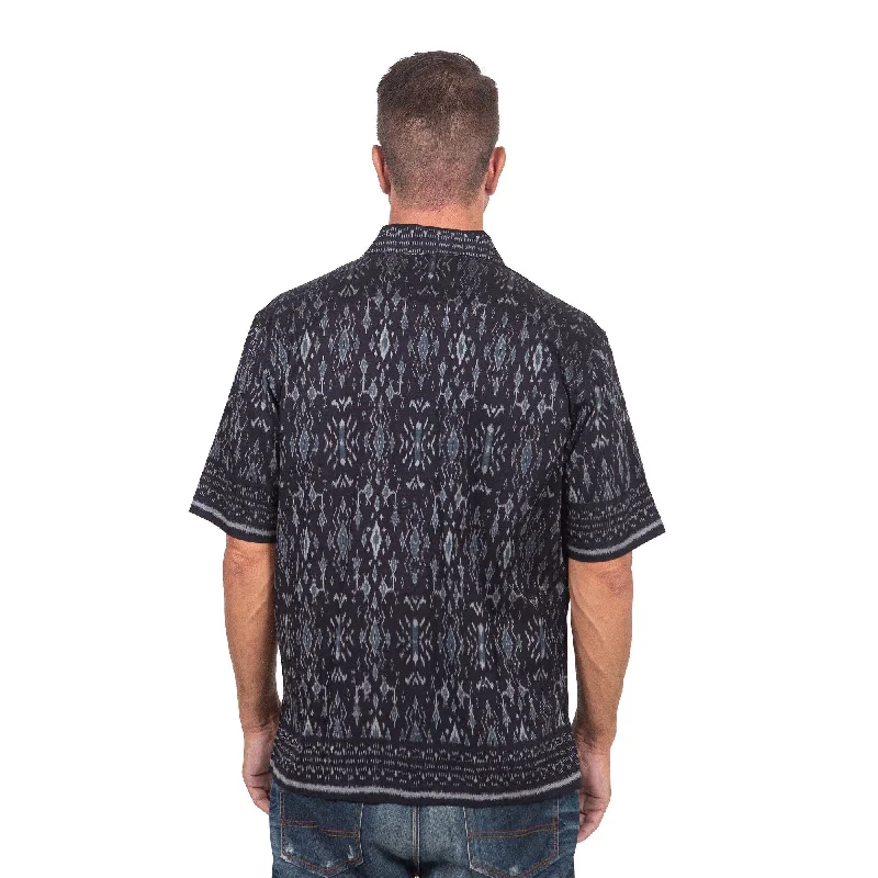Men's Long - Line Oversized Casual Shirts in Dark Gray for a Relaxed and Modern LookNovica Handmade Grey Patra Mens Hand-Woven Ikat Cotton Shirt Men's Long - Line Oversized Casual Shirts in Dark Gray for a Relaxed and Modern LookNovica Handmade Grey Patra Mens Hand-Woven Ikat Cotton Shirt