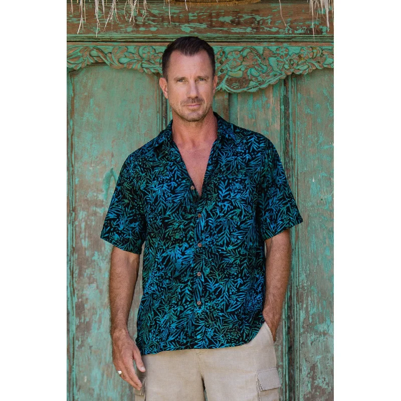 Men's Retro - Style Hawaiian Print Casual Shirts in Bold Patterns for a Tropical VacationNovica Handmade Night Jungle Mens Batik Rayon Shirt Men's Retro - Style Hawaiian Print Casual Shirts in Bold Patterns for a Tropical VacationNovica Handmade Night Jungle Mens Batik Rayon Shirt