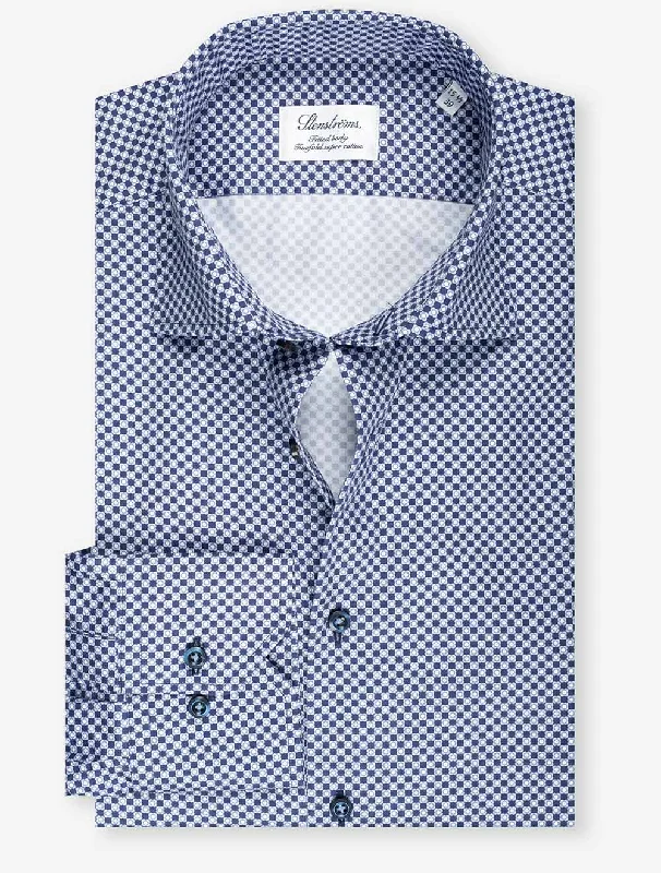 Men's Slim - Fit Printed Floral Casual Shirts in Pastel Colors for a Spring - Inspired VibePattern Fitted Shirt Navy