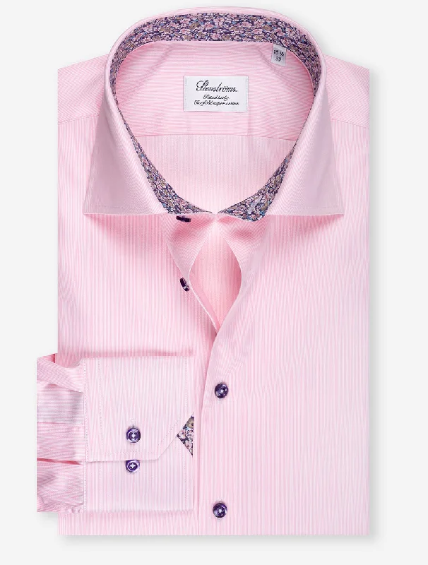 Men's Long - Line Oversized Casual Shirts in Dark Gray for a Relaxed and Modern LookStriped Floral Inlay Fitted Shirt Pink Men's Long - Line Oversized Casual Shirts in Dark Gray for a Relaxed and Modern LookStriped Floral Inlay Fitted Shirt Pink