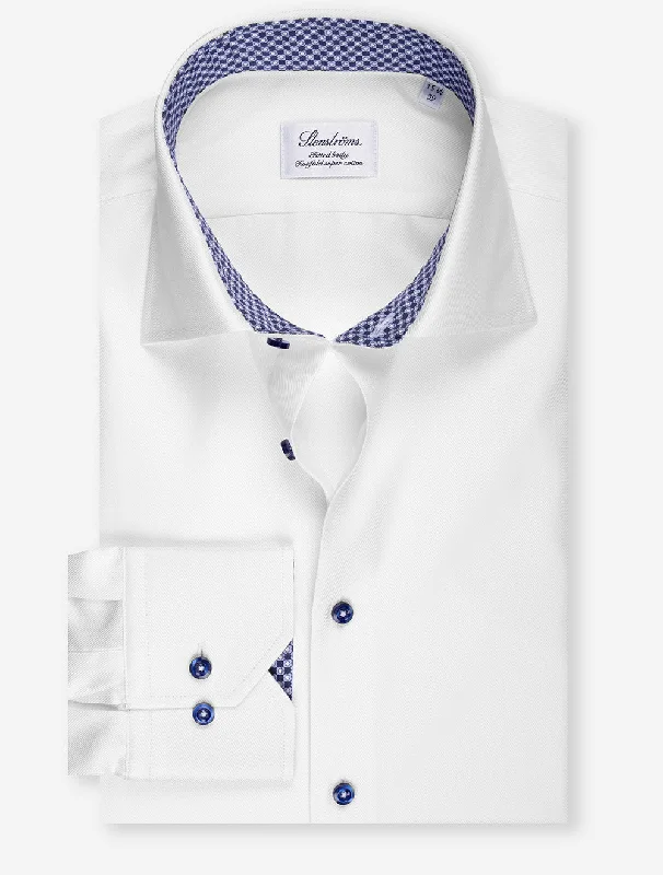 Men's Wrinkle - Resistant Polyester Blend Casual Shirts for Easy Travel and MaintenanceTwill Inlay Fitted Shirt White Men's Wrinkle - Resistant Polyester Blend Casual Shirts for Easy Travel and MaintenanceTwill Inlay Fitted Shirt White