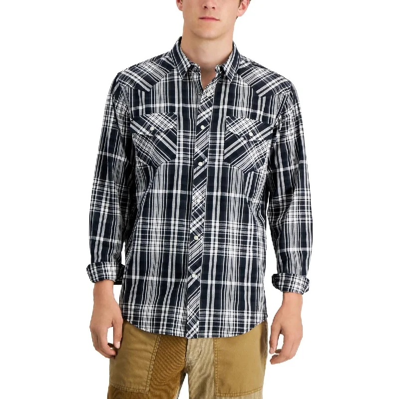 Men's Slim - Fit Printed Floral Casual Shirts in Pastel Colors for a Spring - Inspired VibeSun + Stone Men's Remington Regular Fit Plaid Western Shirt Black