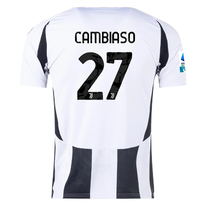 Men's Custom - Embroidered Volleyball Jerseys for Team Uniforms or Personalized Gearadidas Juventus Andrea Cambiaso Home Jersey w/ Serie A Patch 24/25 (White/Black)