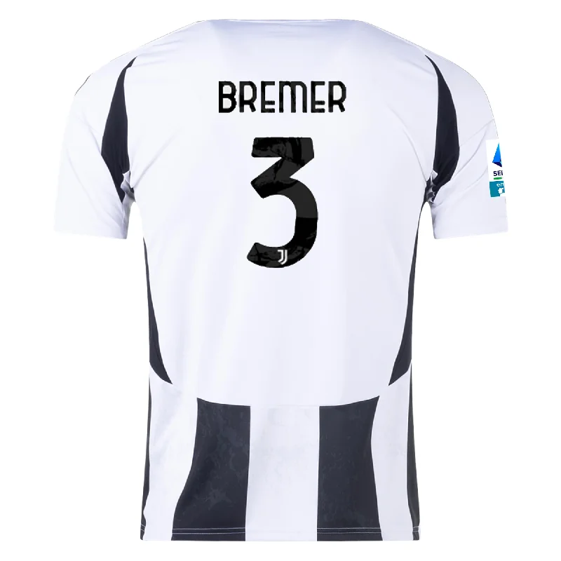 Men's Football Jerseys with Embroidered Club Badges for a Premium and Authentic Appealadidas Juventus Gleison Bremer Home Jersey w/ Serie A Patch 24/25 (White/Black)