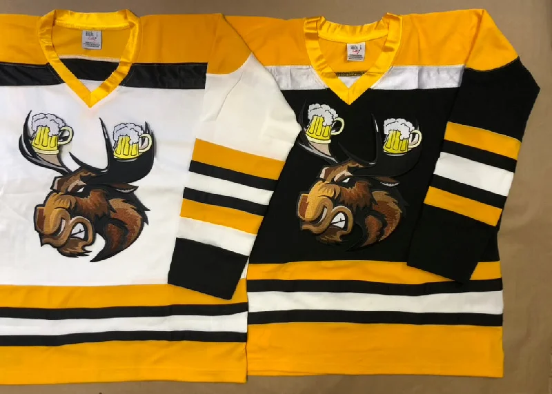 Men's Cycling Jerseys with Reflective Stripes for Safe and Stylish Rides at NightCustom Hockey Jerseys with the Moose with Beer Mug Twill Logo