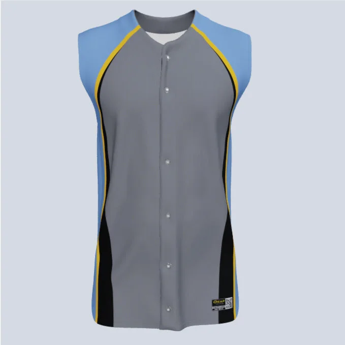 Men's Custom - Embroidered Volleyball Jerseys for Team Uniforms or Personalized GearFull Button Baseball Diamond Custom Sleeveless Jersey Men's Custom - Embroidered Volleyball Jerseys for Team Uniforms or Personalized GearFull Button Baseball Diamond Custom Sleeveless Jersey