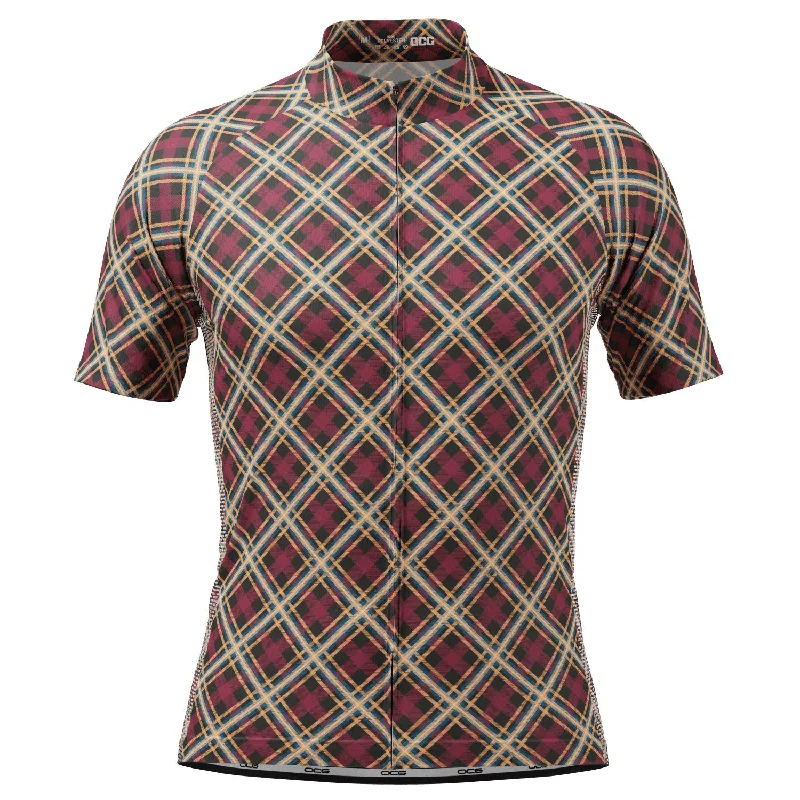 Men's Throwback Rugby Jerseys of Historic Matches and Teams for Rugby History BuffsMen's Red Plaid Checkered Shirt Cycling Jersey Men's Throwback Rugby Jerseys of Historic Matches and Teams for Rugby History BuffsMen's Red Plaid Checkered Shirt Cycling Jersey