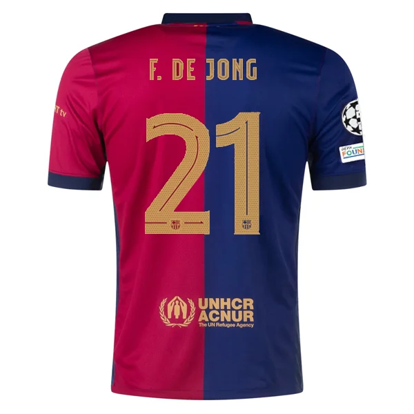 Men's Custom - Embroidered Volleyball Jerseys for Team Uniforms or Personalized GearNike Barcelona Frenkie De Jong Home Jersey w/ Champions League Patches 24/25 (Deep Royal/Noble Red/Club Gold)