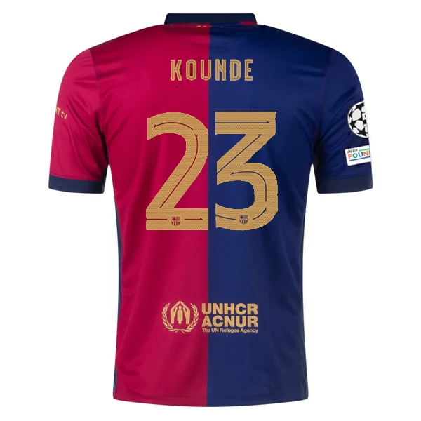 Men's Football Jerseys with Embroidered Club Badges for a Premium and Authentic AppealNike Barcelona Jules Kounde Home Jersey w/ Champions League Patches 24/25 (Deep Royal/Noble Red/Club Gold)