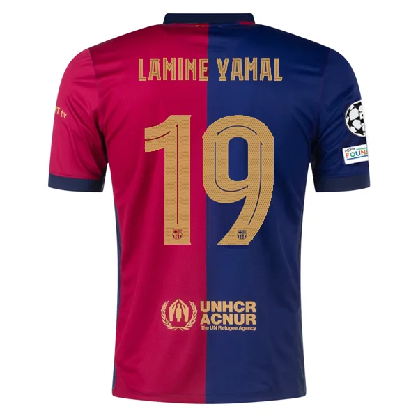Men's Sustainable Organic Cotton Rugby Jerseys for Eco - Conscious Sports EnthusiastsNike Barcelona Lamine Yamal Home Jersey w/ Champions League Patches 24/25 (Deep Royal/Noble Red/Club Gold)