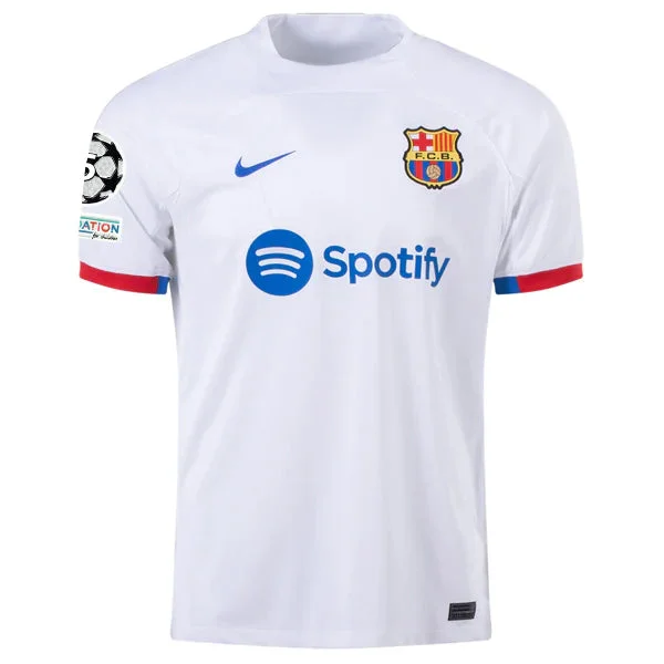 Men's Custom - Printed Baseball Jerseys with Player Names and Numbers for Personalized StyleNike Barcelona Vaporknit Match Away Jersey w/ Champions League Patches 23/24 (White/Royal Blue) Men's Custom - Printed Baseball Jerseys with Player Names and Numbers for Personalized StyleNike Barcelona Vaporknit Match Away Jersey w/ Champions League Patches 23/24 (White/Royal Blue)