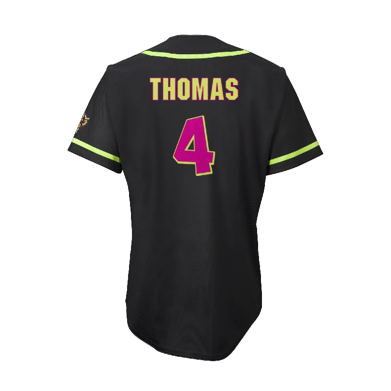 Men's Throwback Rugby Jerseys of Historic Matches and Teams for Rugby History BuffsParty Animals Tanner Thomas #4 EvoShield Jersey - Black Men's Throwback Rugby Jerseys of Historic Matches and Teams for Rugby History BuffsParty Animals Tanner Thomas #4 EvoShield Jersey - Black
