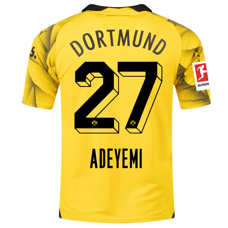 Men's Authentic Soccer Jerseys of National Teams for International Football EventsPuma Borussia Dortmund Karim Adeyemi Third Jersey w/ Bundesliga Patch 23/24 (Cyber Yellow/Puma Black) Men's Authentic Soccer Jerseys of National Teams for International Football EventsPuma Borussia Dortmund Karim Adeyemi Third Jersey w/ Bundesliga Patch 23/24 (Cyber Yellow/Puma Black)